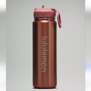 NEW Lululemon Back to Life Sport Bottle 24oz Pink Pastel/Spiced Chai * flaw